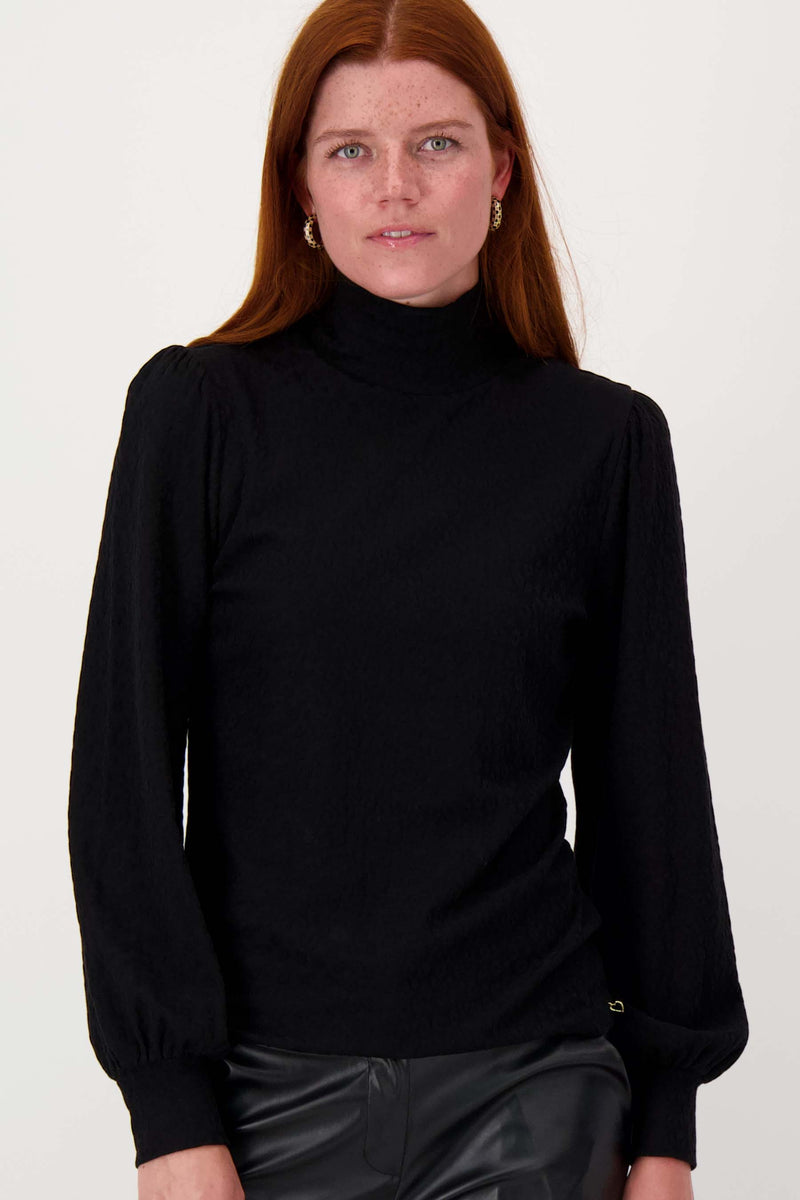 long-sleeved top with turtleneck ausbrenner | black