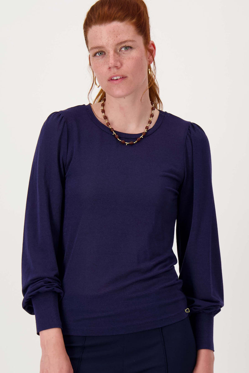 Long-sleeved top in shimmer | night blue