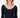 basic rib V neck top with stretch | navy