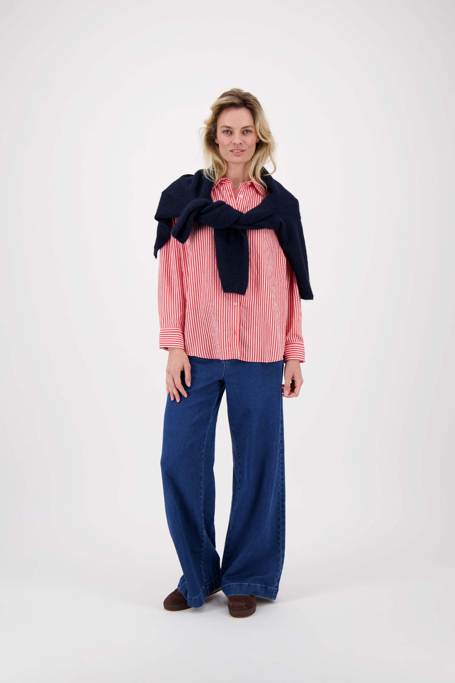 striped blouse | red / white