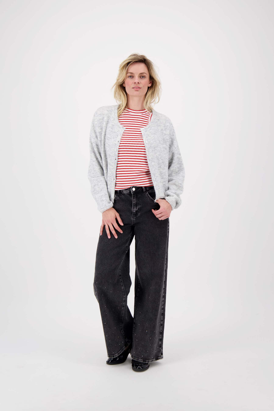 singlet with stripe in textured material | off white / red