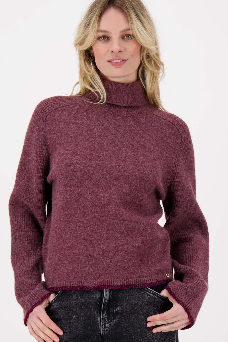 turtleneck with colored border | eggplant