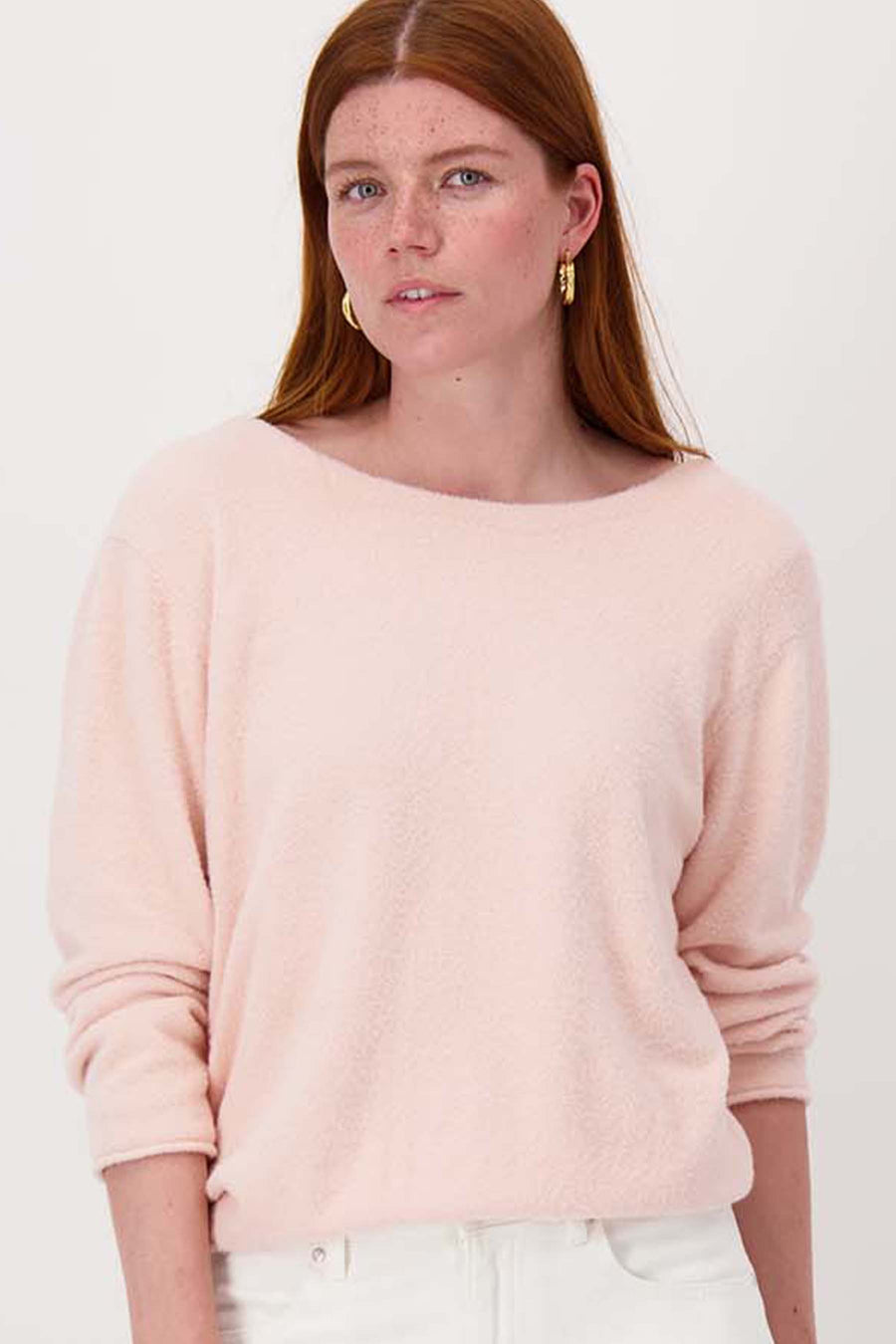 V-neck sweater, reversible, 3/4 sleeves | light pink