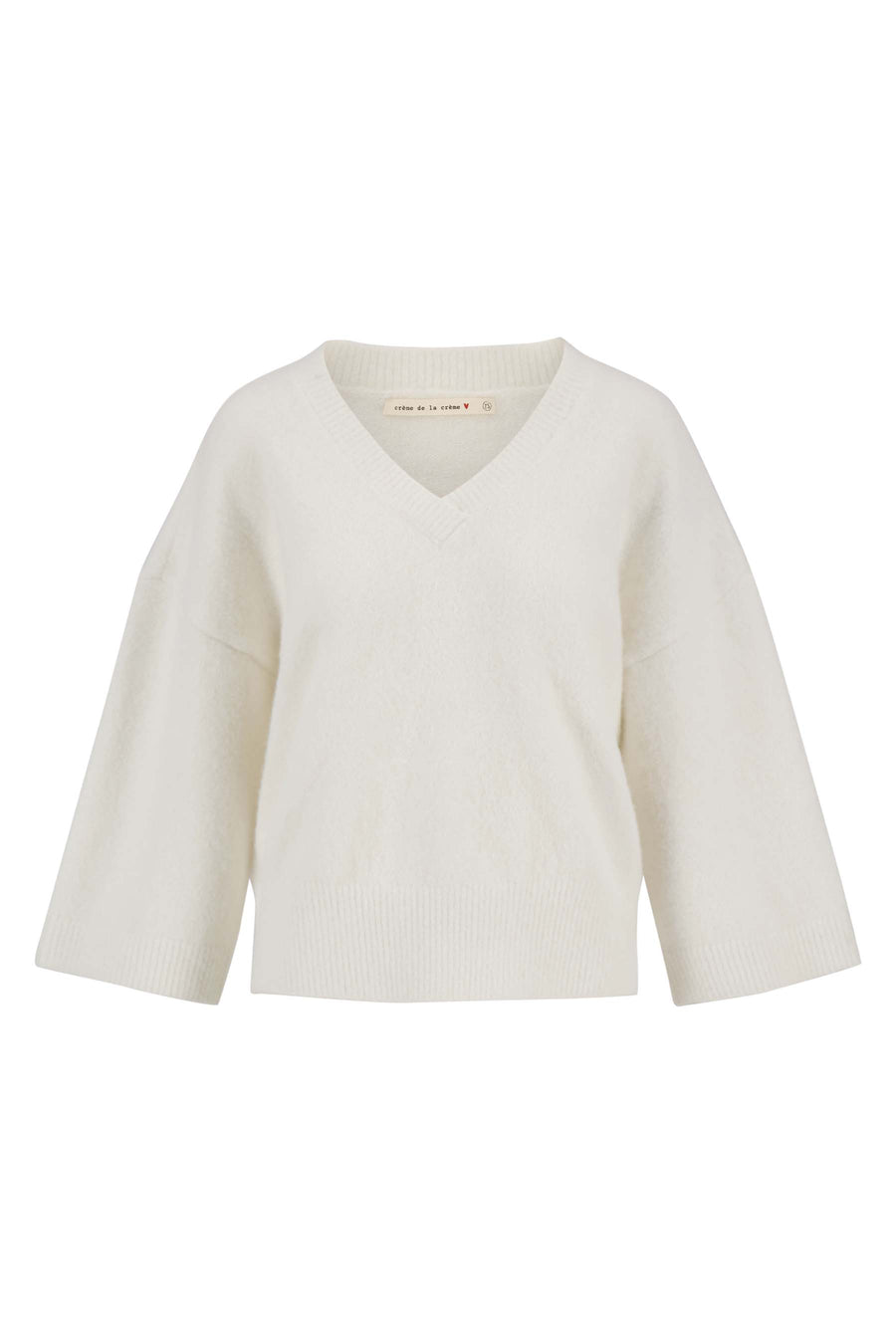 sweater short sleeve with V neck | white