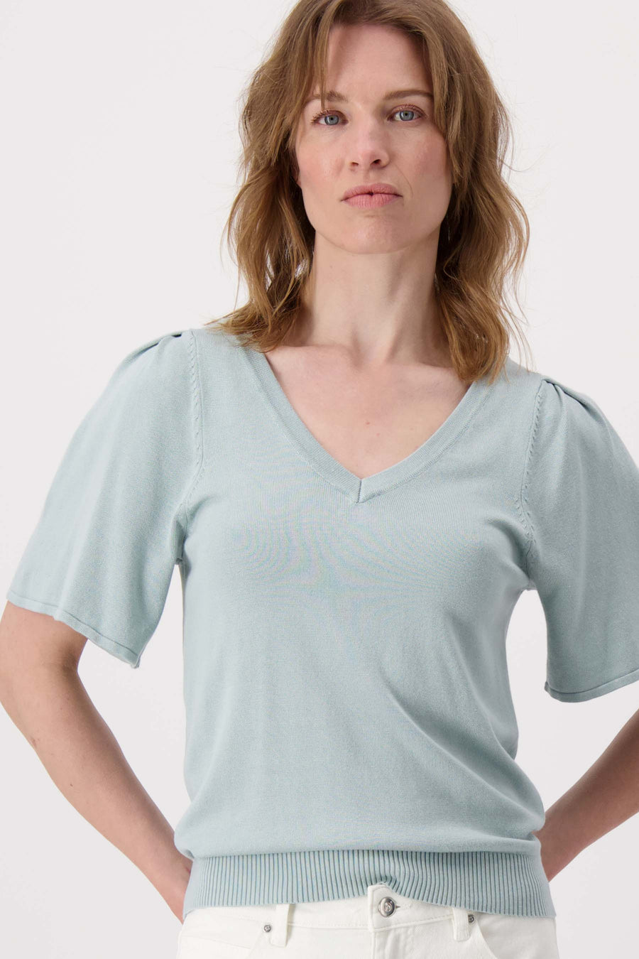 sweater with butterfly sleeve | gray-blue