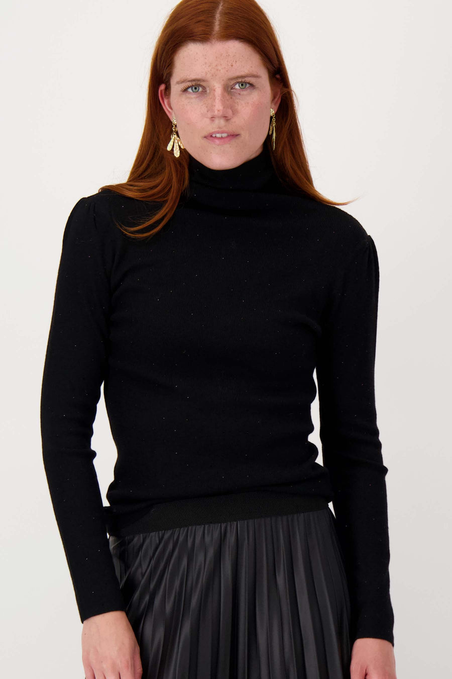 fine knit sweater with rhinestones | black