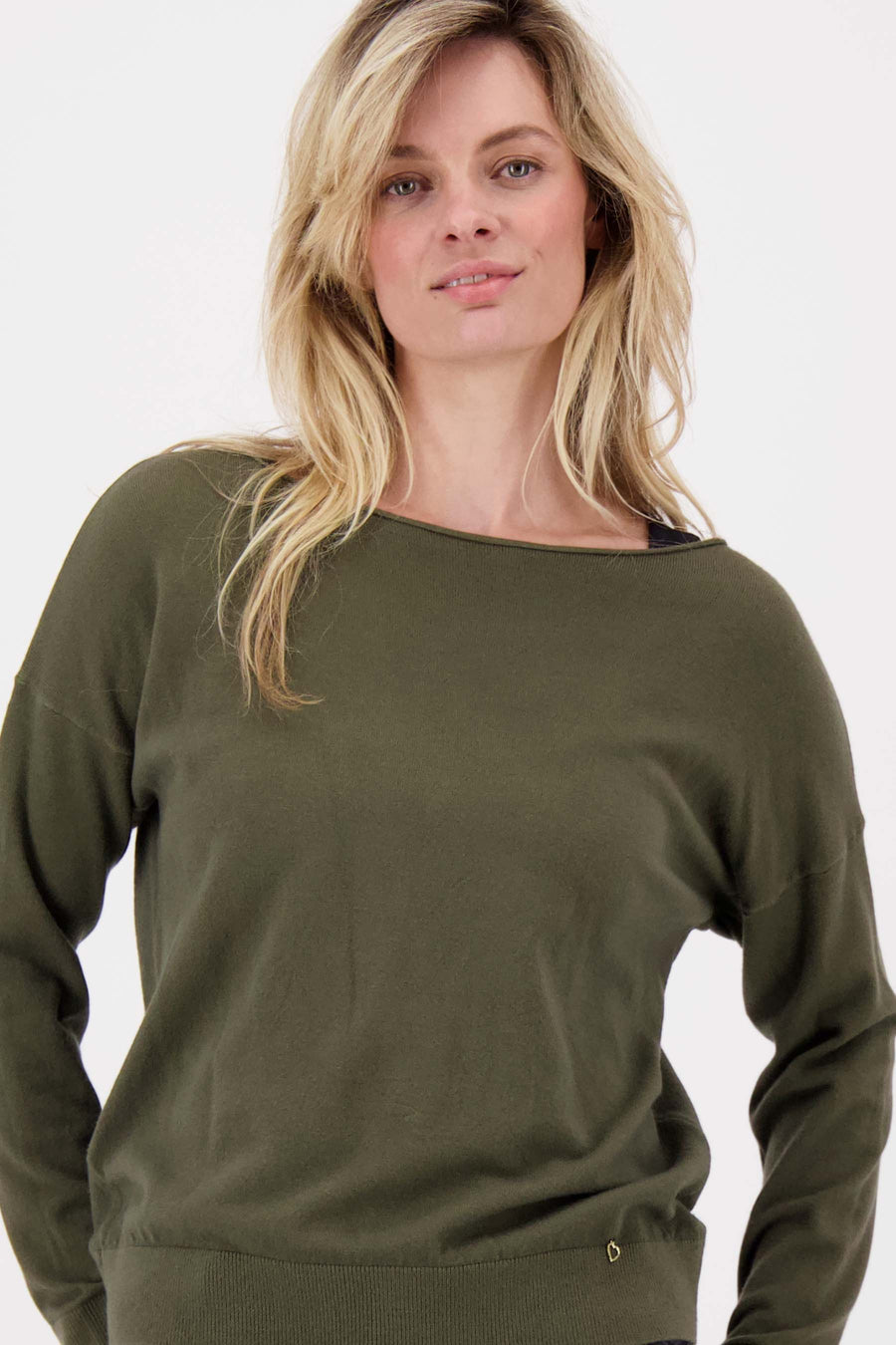 fine knit boatneck sweater | moss green