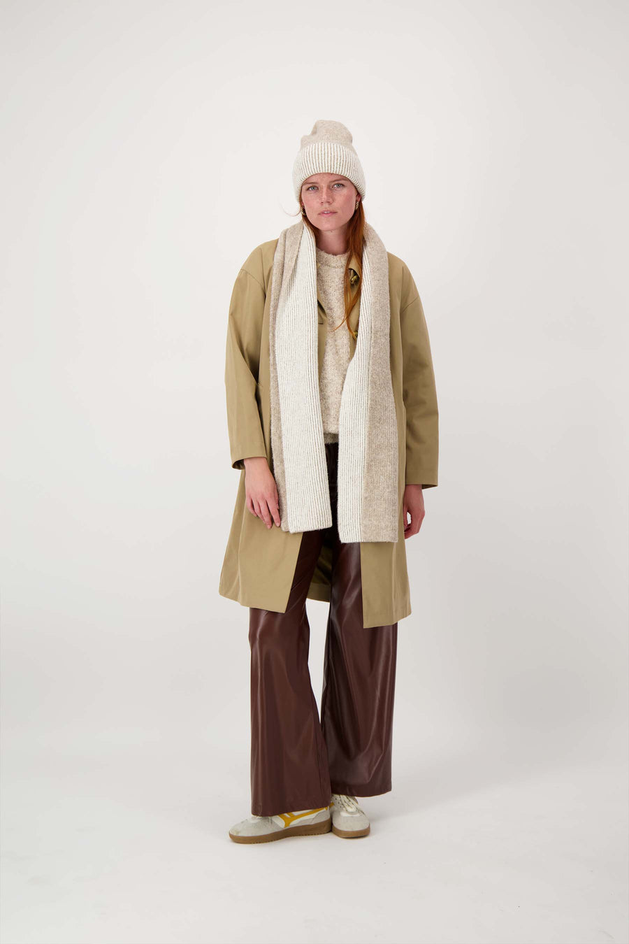 knitted rib scarf | taupe