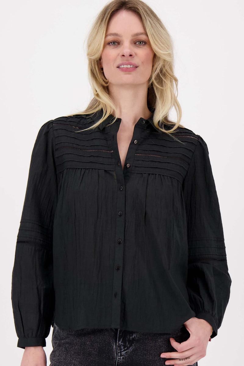 pleated blouse | black