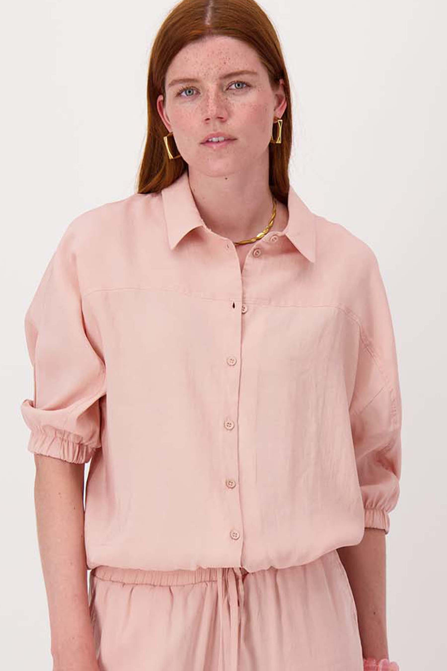 modal blouse with drawstring | crispy pink