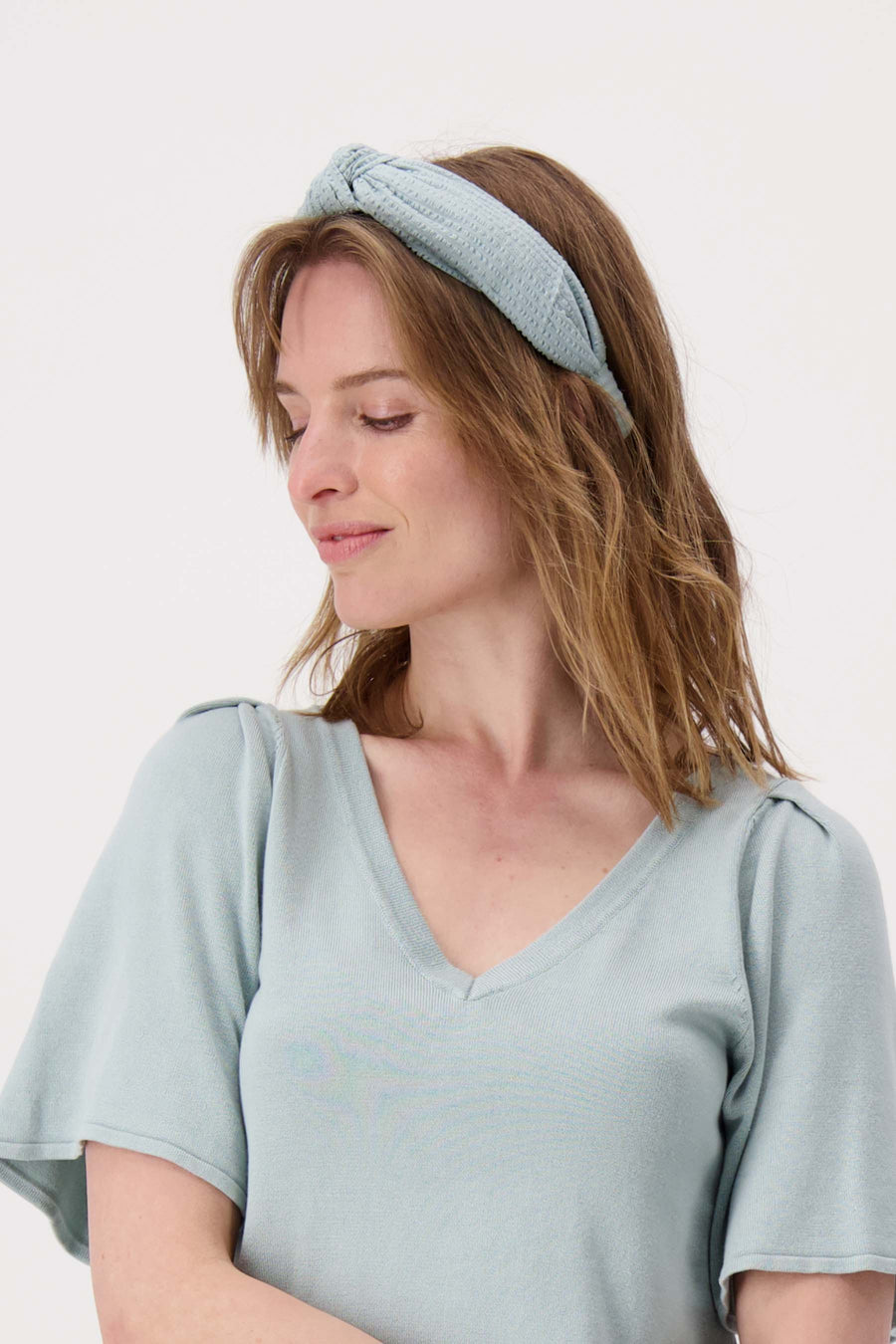 hairband with button | grayish blue