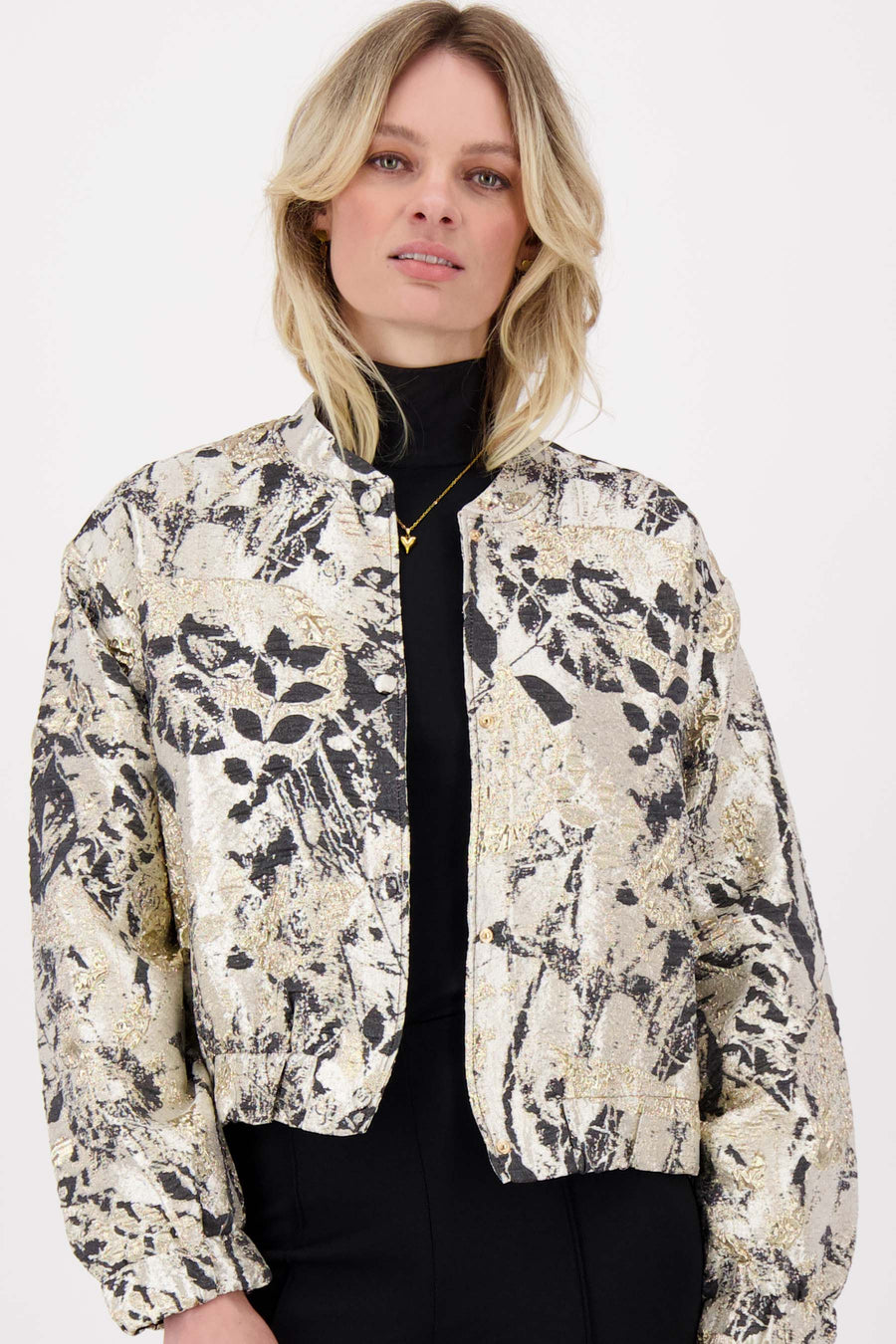 jacquard sheen jacket | beige / gold