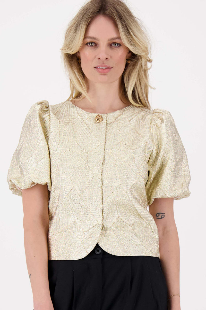 jacquard sheen jacket puff sleeve | kit / silver