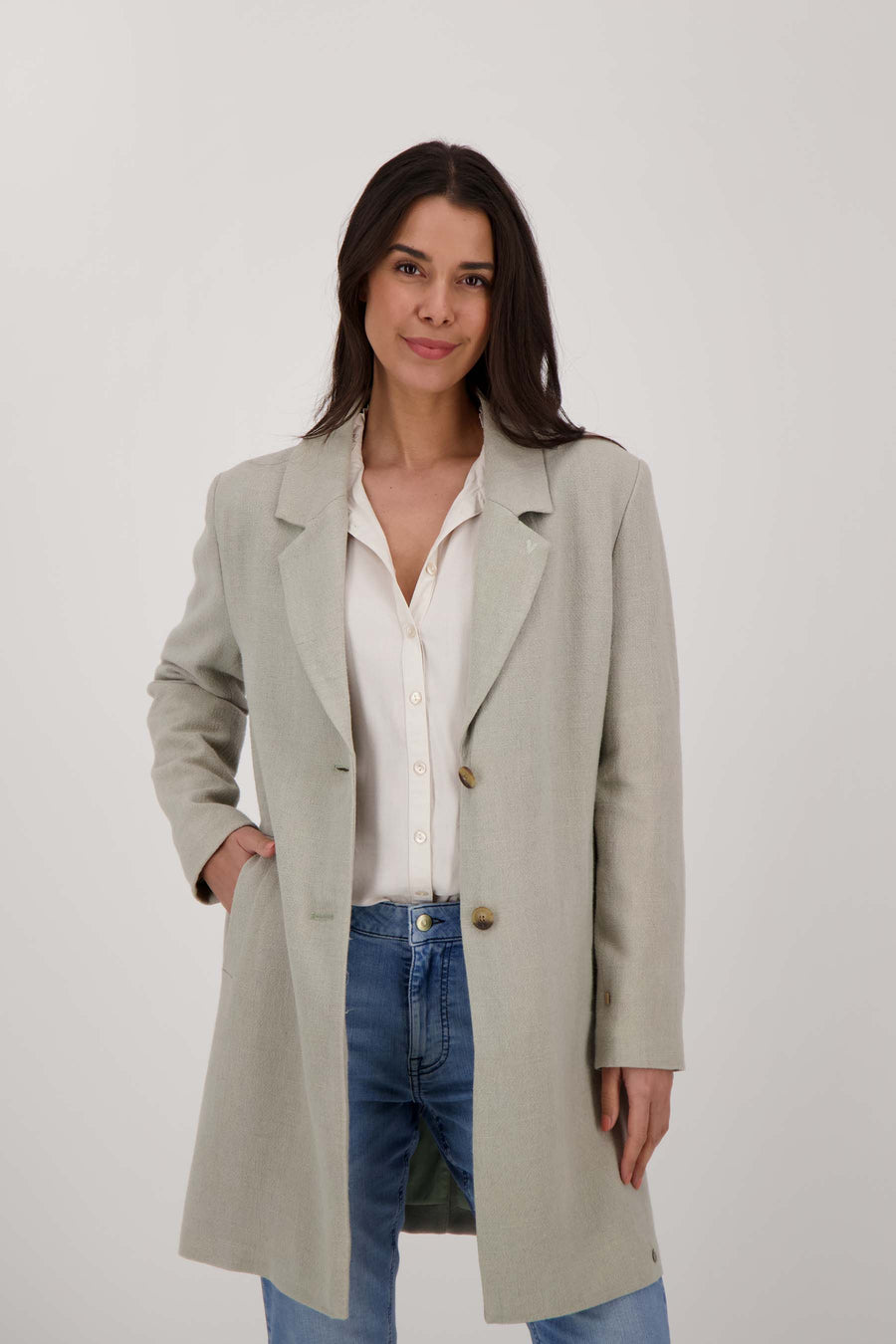 long blazer jacket | sage green