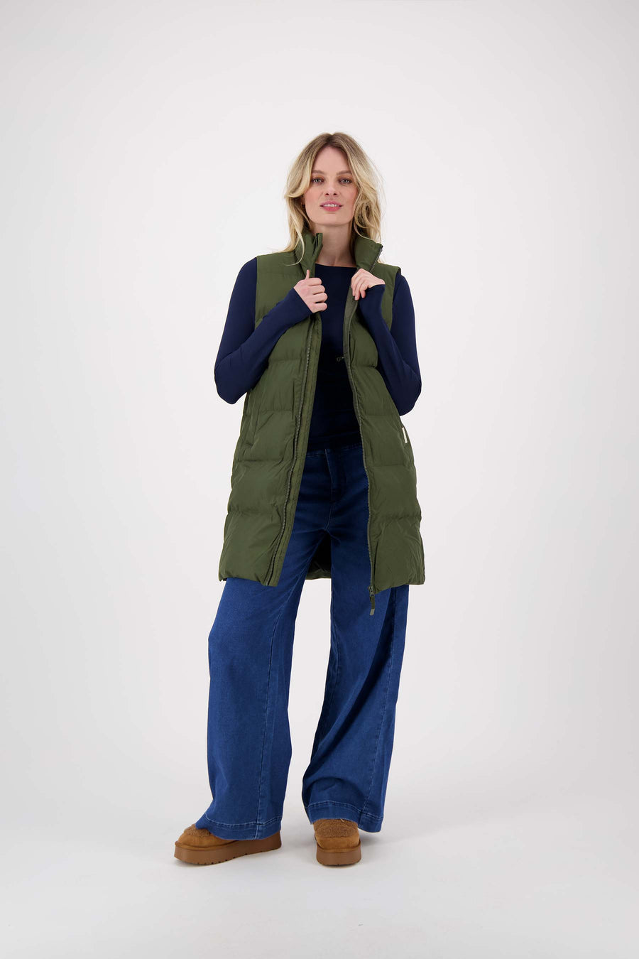 long bodywarmer | dark green