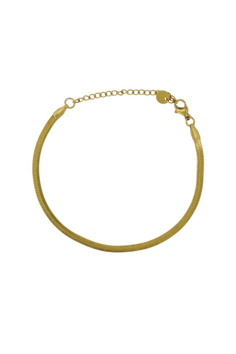 flat bracelet with herringbone texture | gold