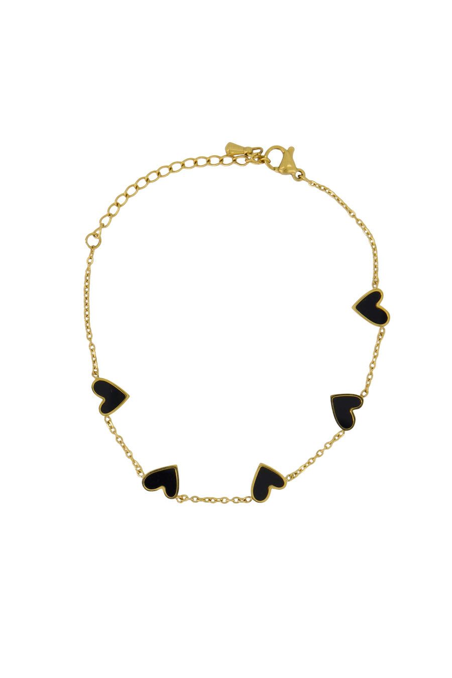 bracelet with heart charm | black / gold
