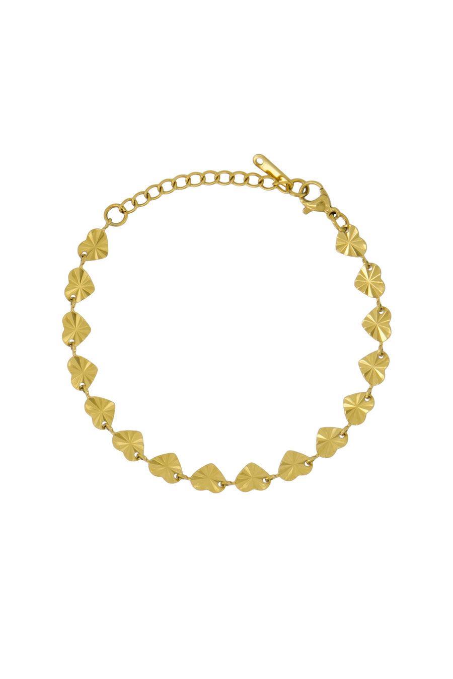 bracelet with textured hearts | gold