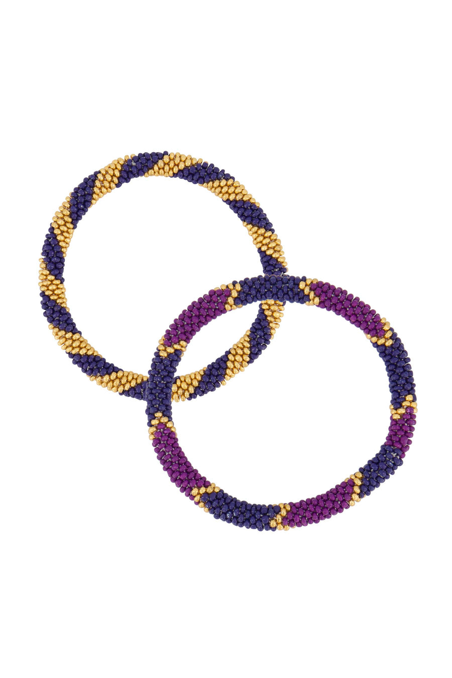 set of 2 beaded bracelets | mid purple / navy