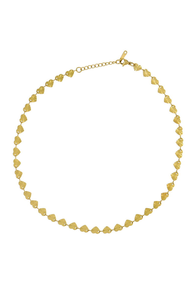 necklace with textured hearts | gold