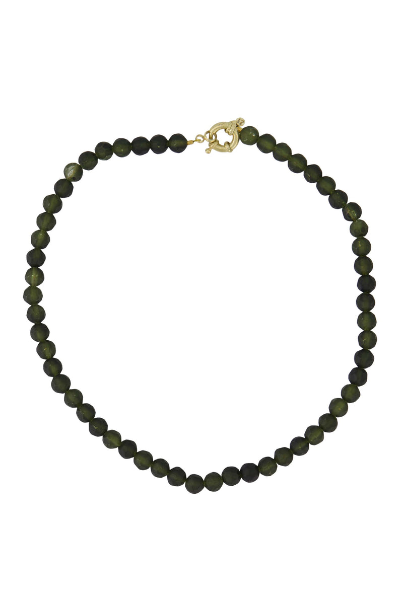 beaded necklace | moss green