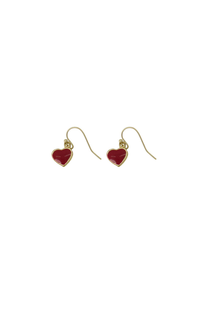 red hearts earrings gold | gold