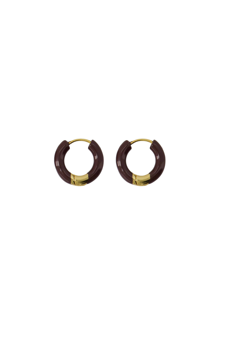ring earrings brown/ gold | gold