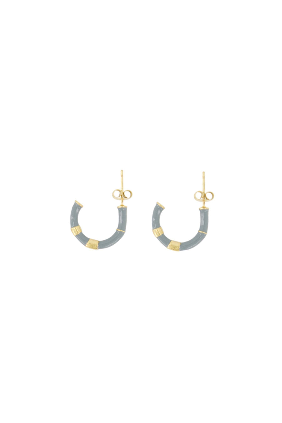 earrings with stripe | gray blue / gold