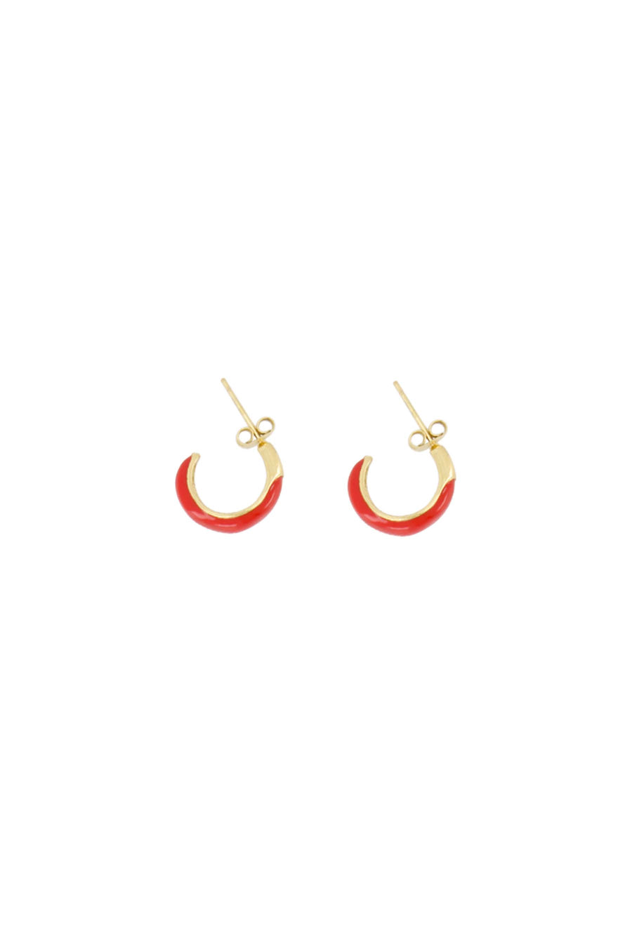 earrings with stripe | orange-red / gold