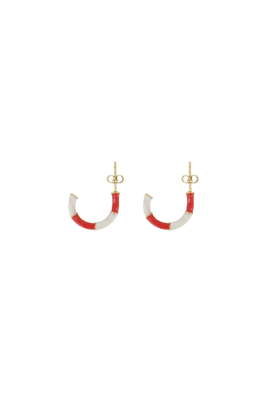 earrings with stripe | white / red