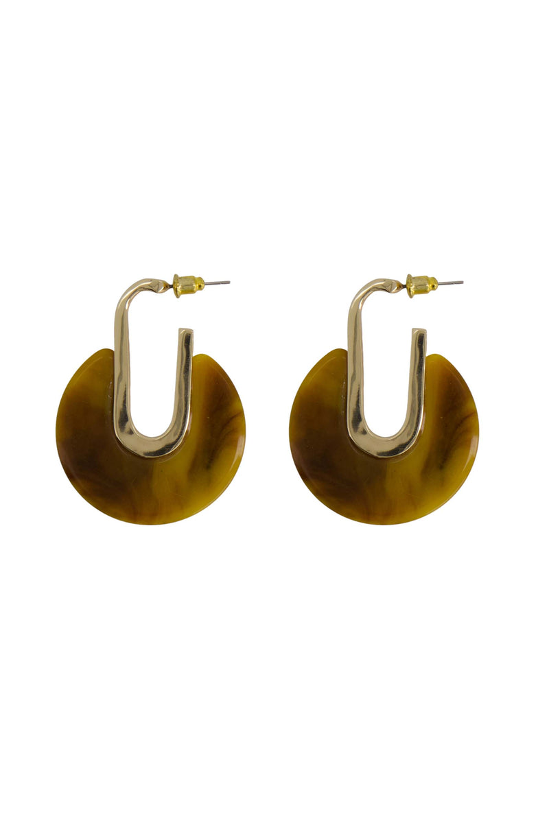 earrings with resin round | mid brown