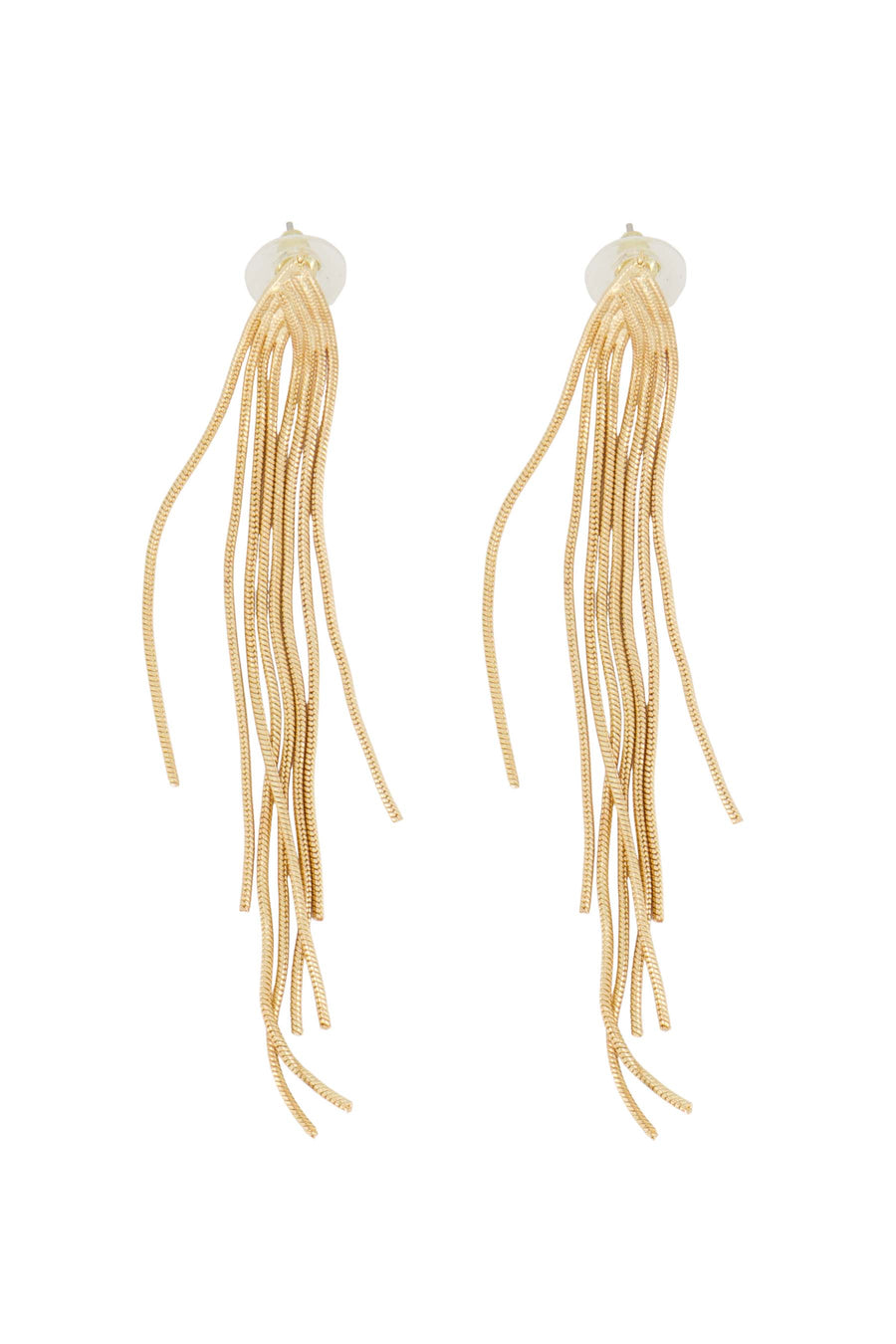 long earrings with herringbone texture | gold