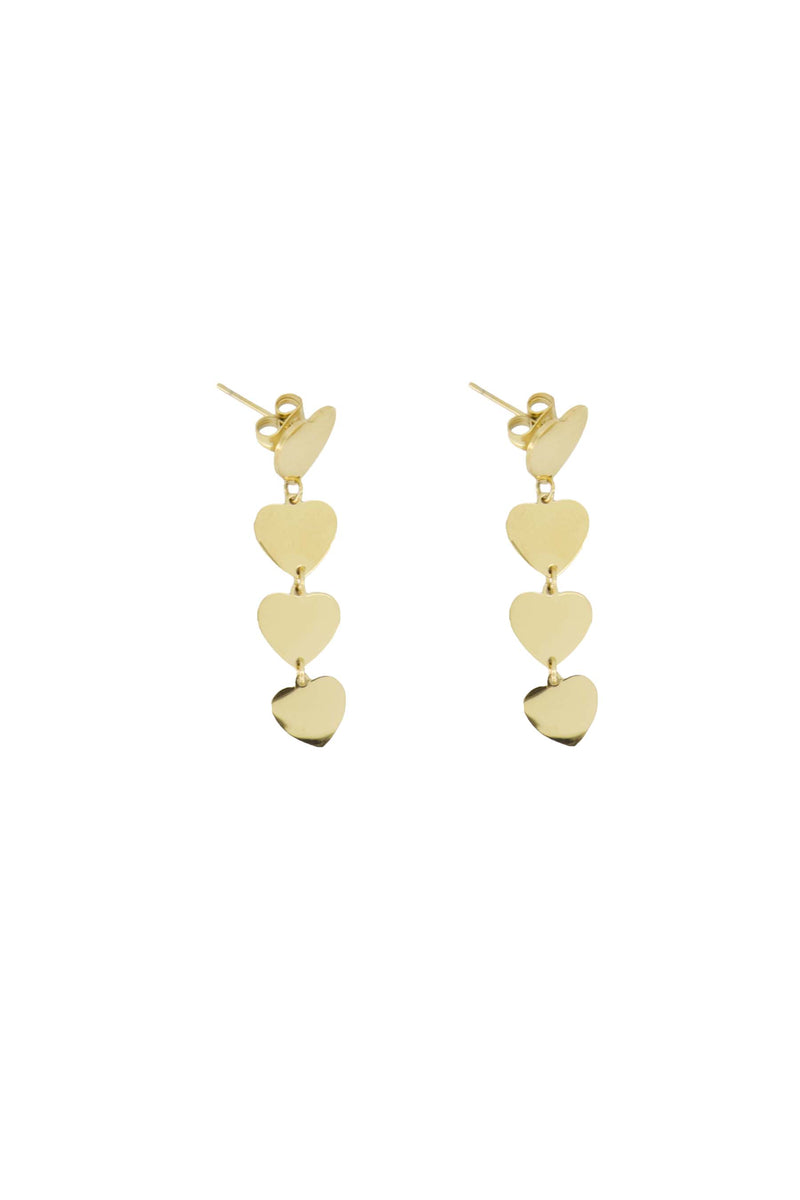 earrings with 4 hearts | gold