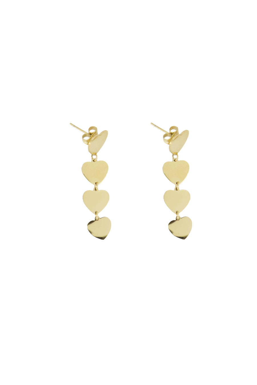earrings with 4 hearts | gold