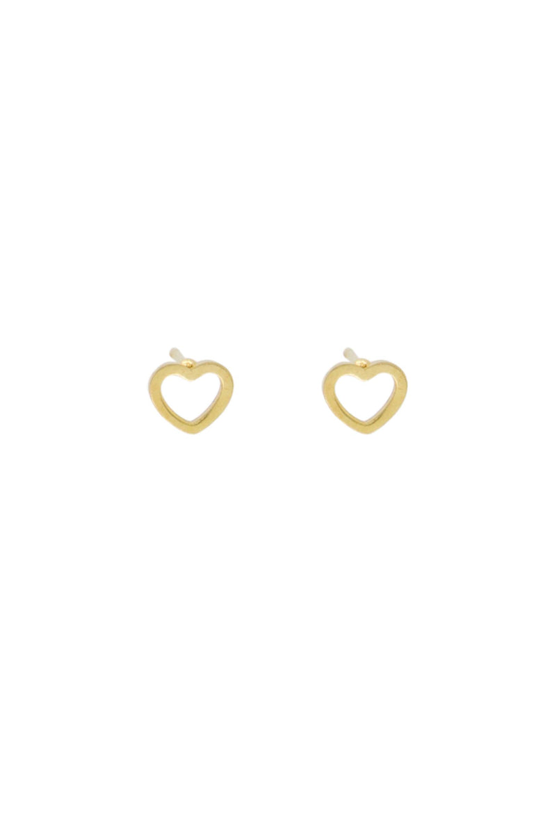 open heart studs earrings | gold