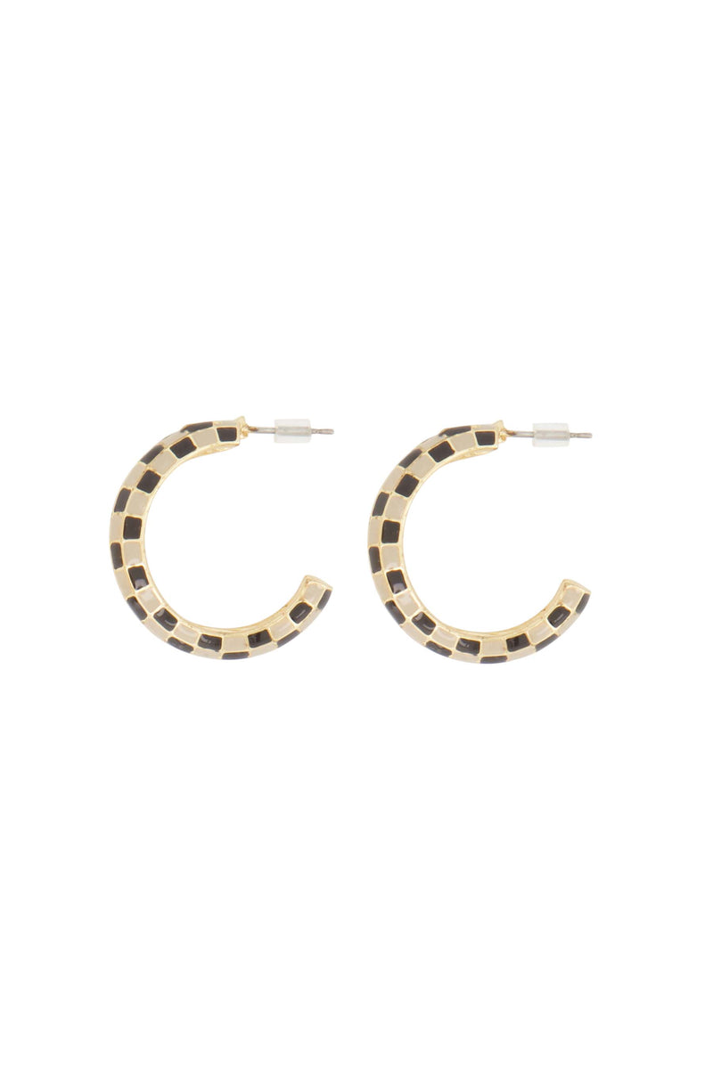 earrings with block pattern | kit / mid brown