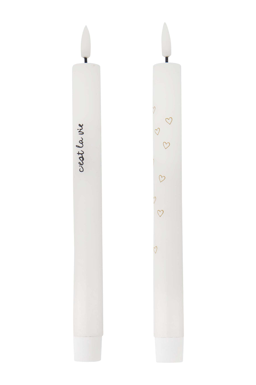 set of 2 led candles c'est la vie white/black | white/black/gold