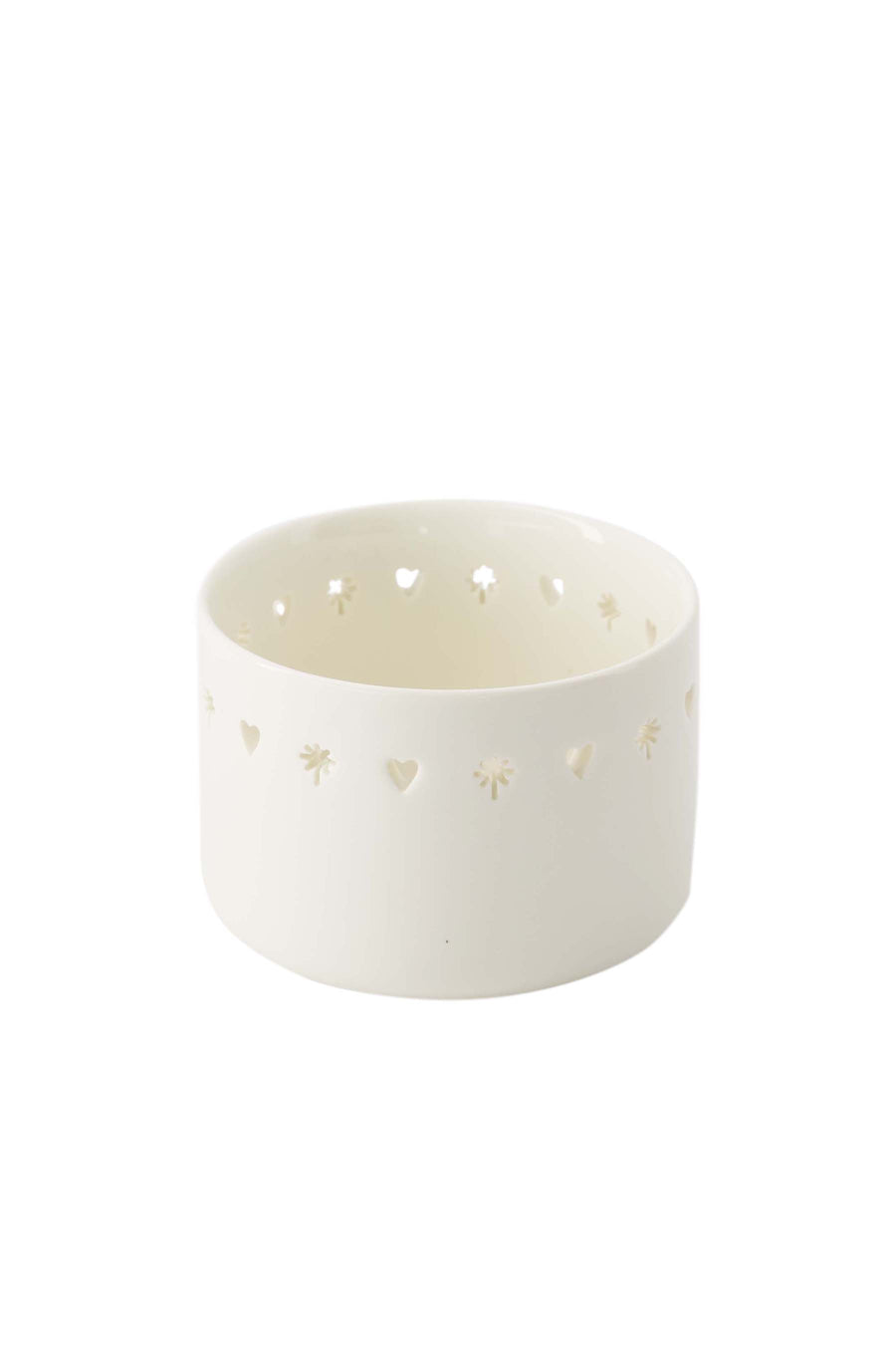 tea light holder ceramic heart/star | white