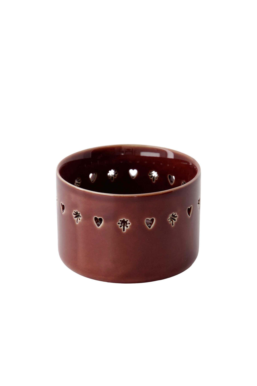 tea light holder ceramic heart/star | dark red