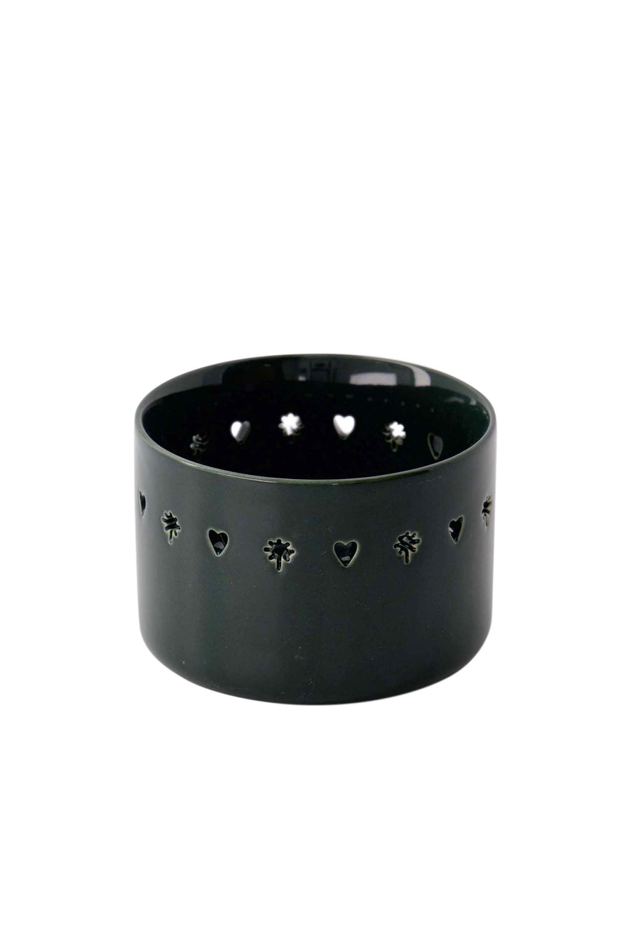 tea light holder ceramic heart/star | dark green