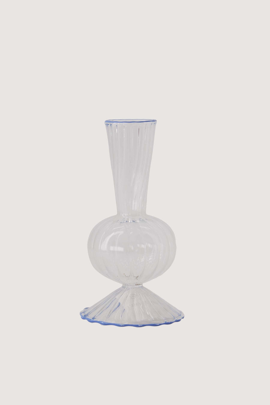 small ribbed glass vase | transparent / blue