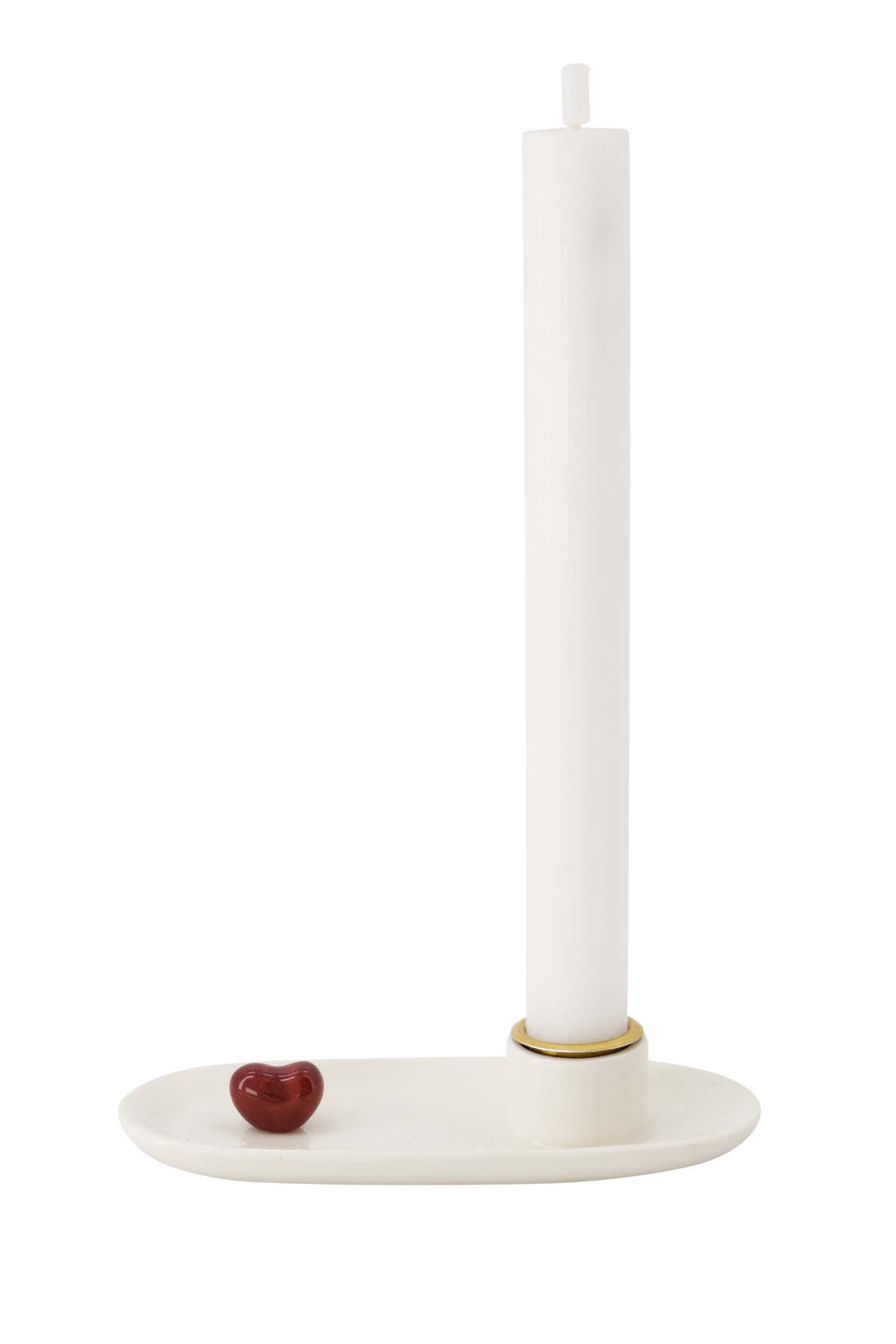 candlestick ceramic heart white/red | white/red