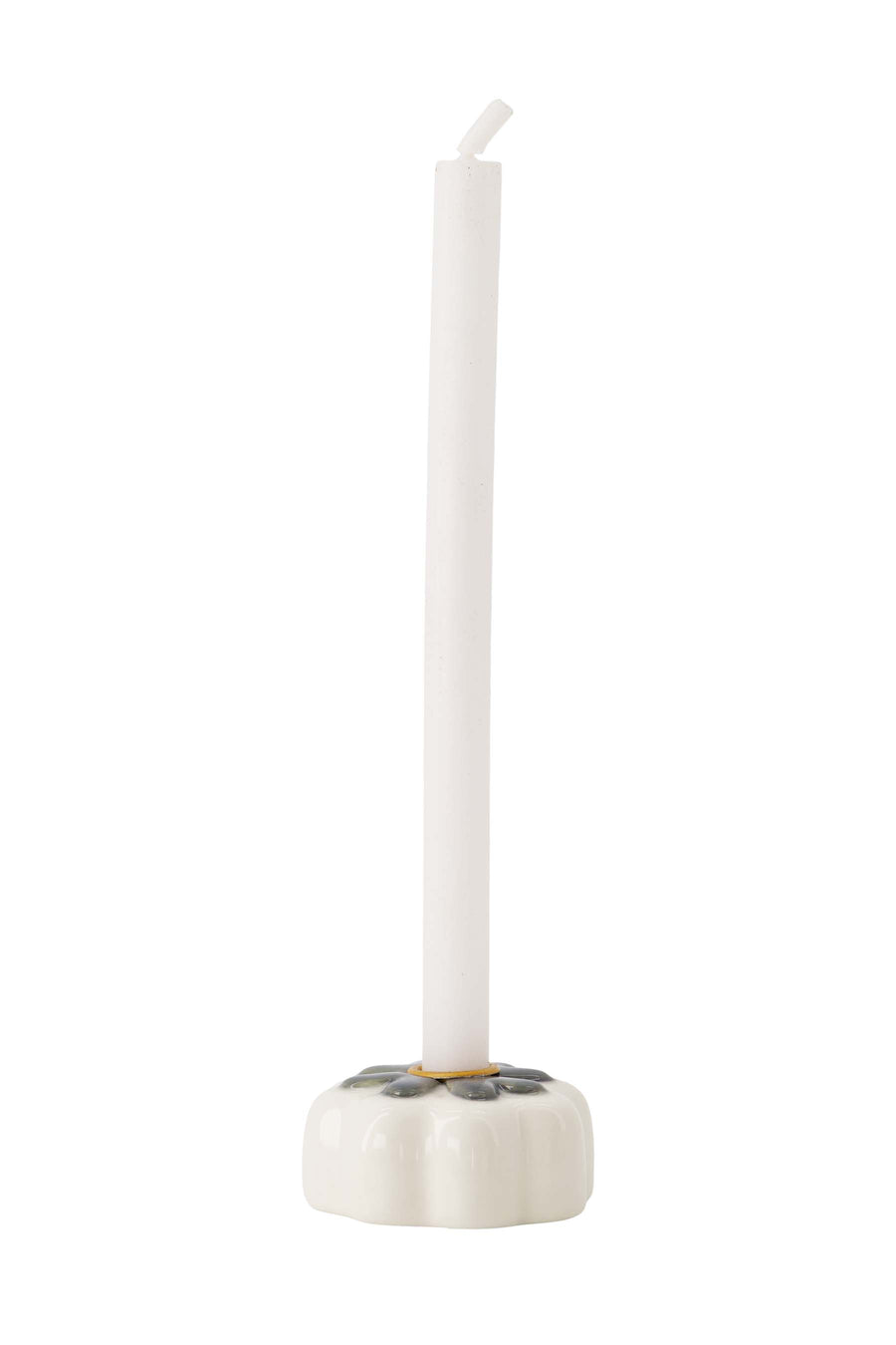 candlestick ceramic clover white/green | white/green