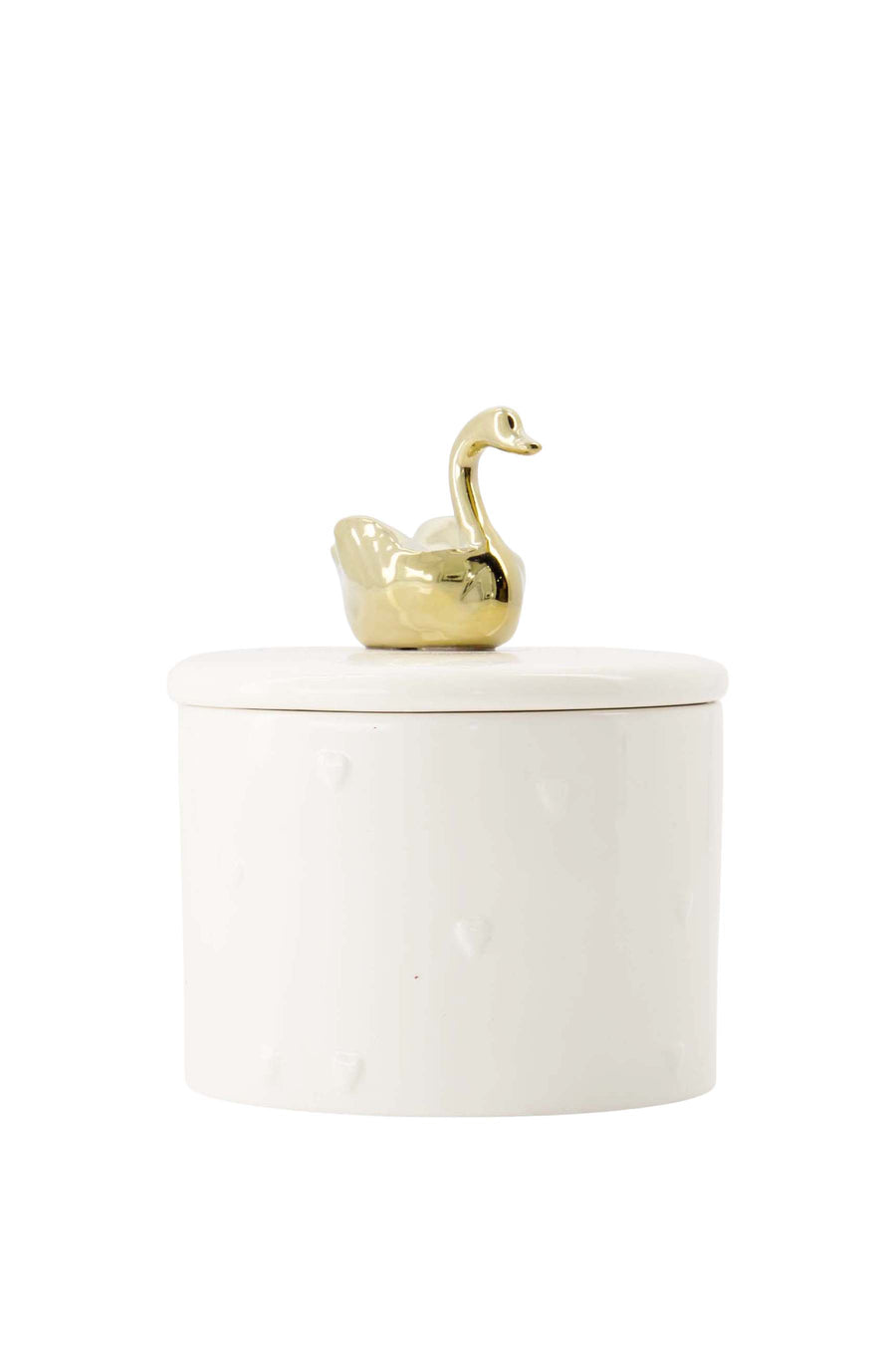scented ceramic candle with lid M swan white/gold | white/gold
