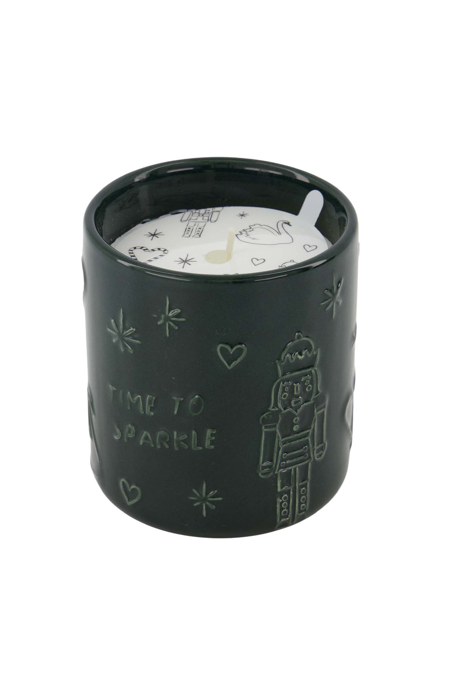 scented ceramic candle time to sparkle | dark green