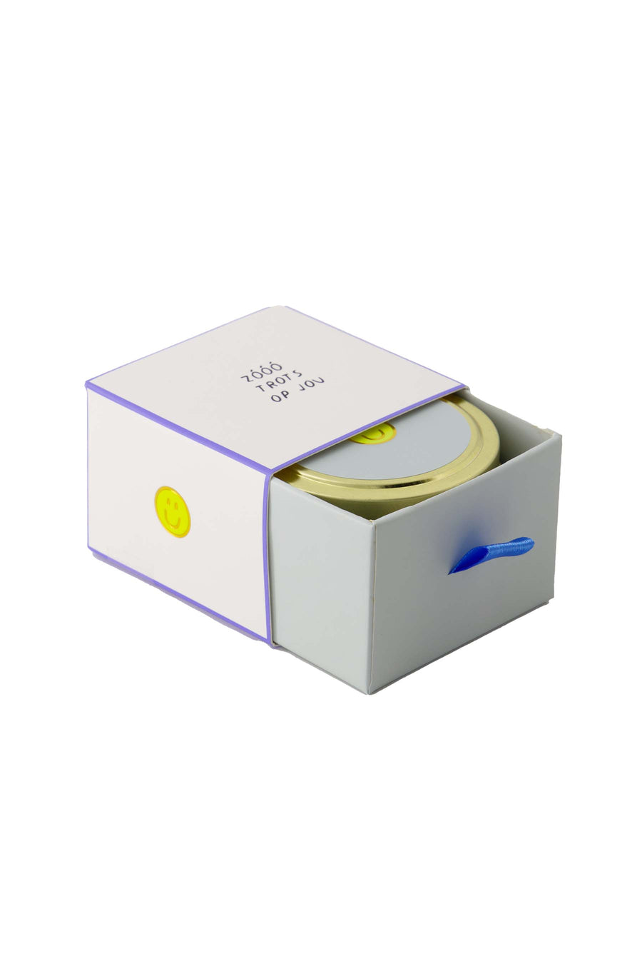scented candle tin in sliding box proud of you smiley white/blue | white/blue