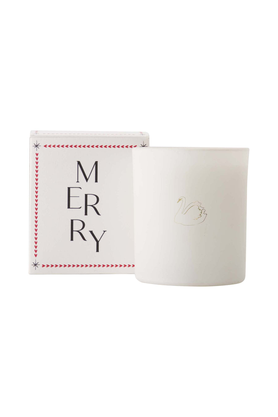 scented candle glass in box merry white/red | white/red