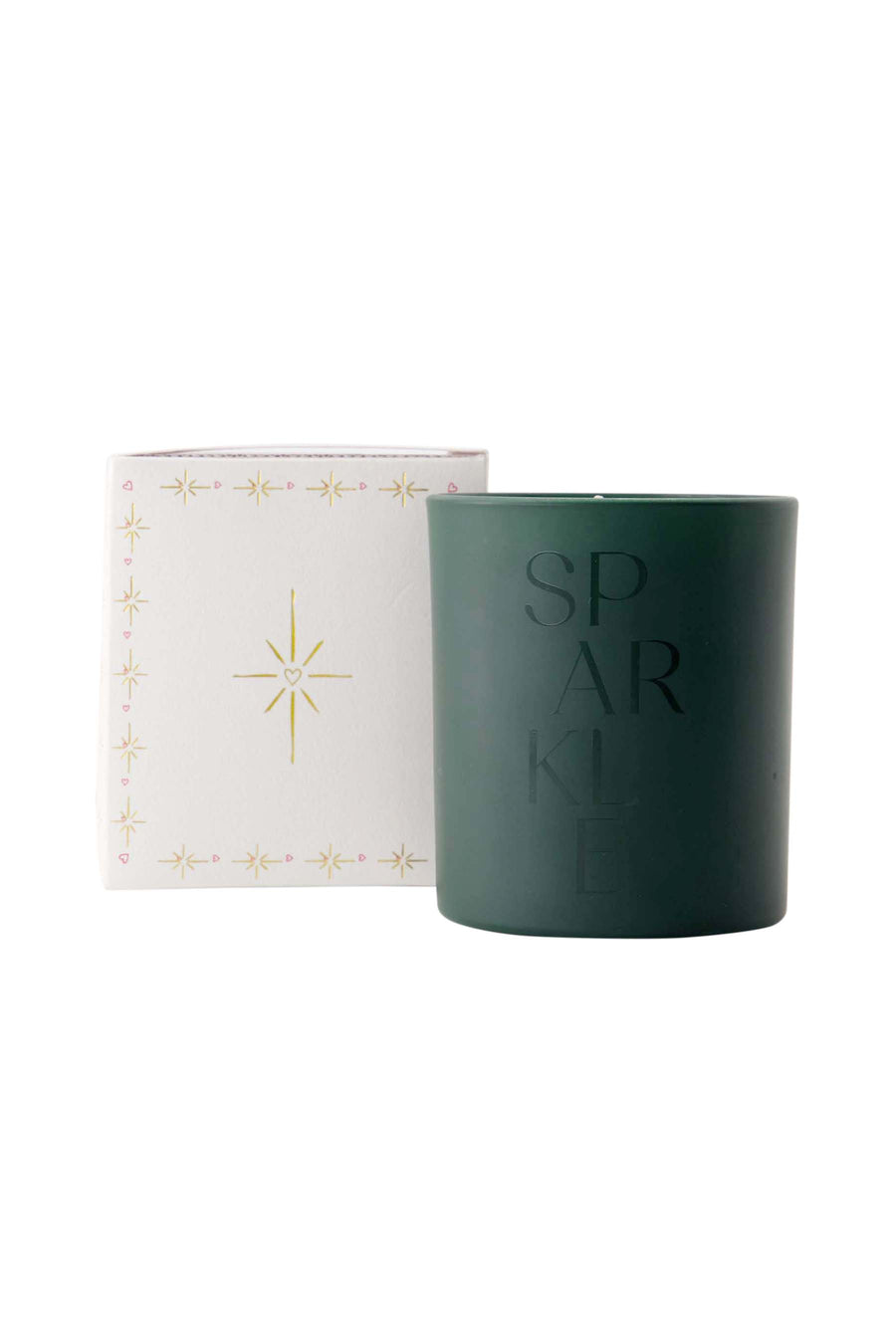 scented candle glass in box sparkle white/dark green | white/dark green