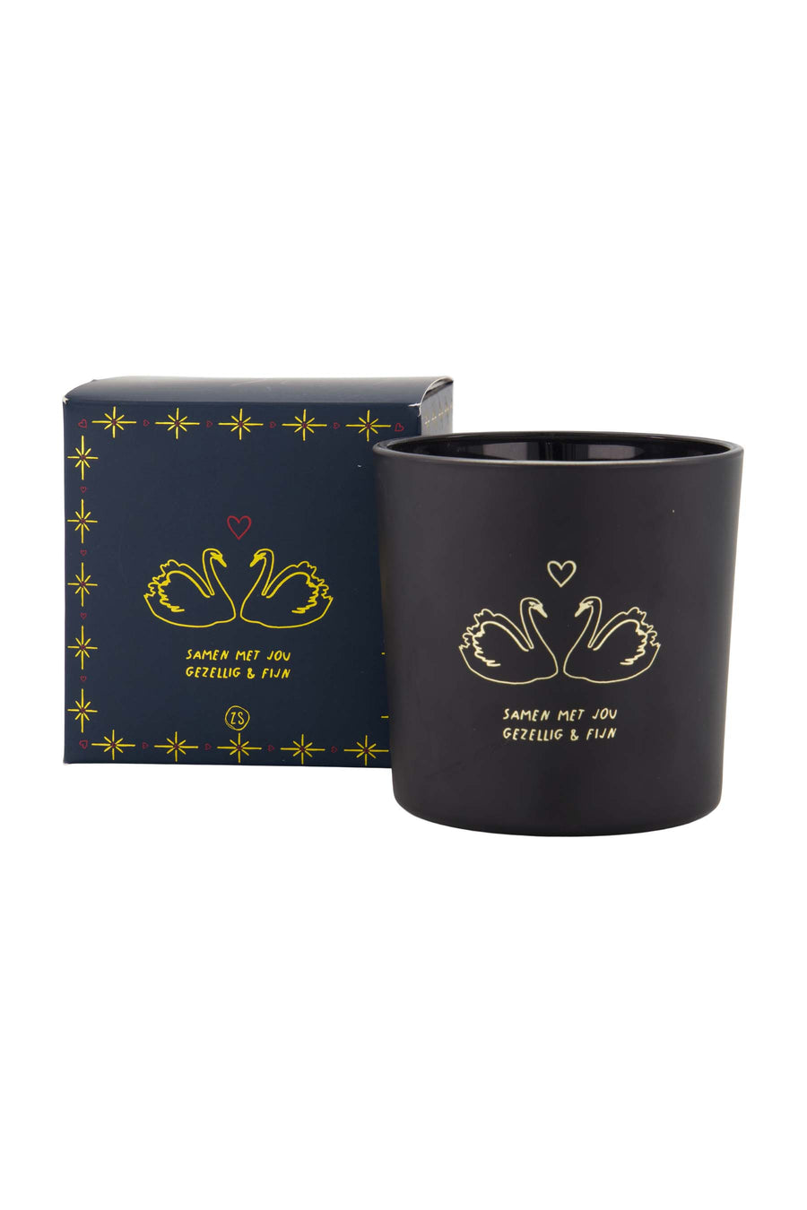 scented candle glass in box swans dark blue / gold | dark blue / gold
