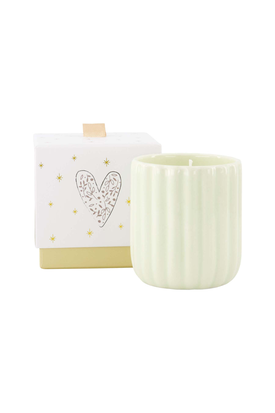 scented candle ceramic in box heart beige | beige
